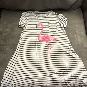 Black and White striped flamingo dress